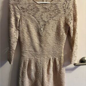 Emerald Sundae Lace Long Sleeve Dress in Cream